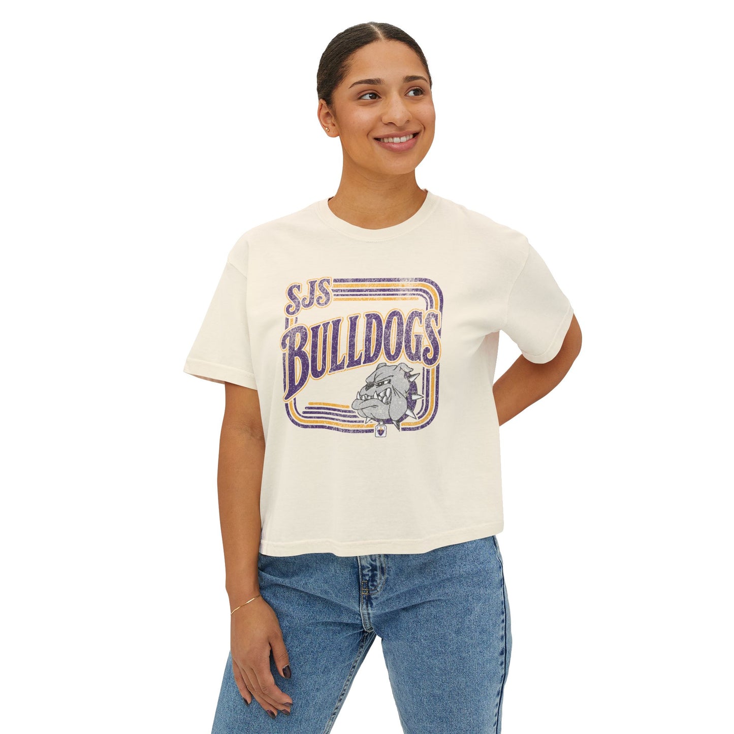 Bulldogs Retro Tee — SJS School Spirit Women's Boxy T-Shirt