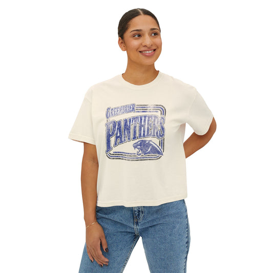 Panthers Retro Boxy Tee — Women's Vintage Sports T‑Shirt